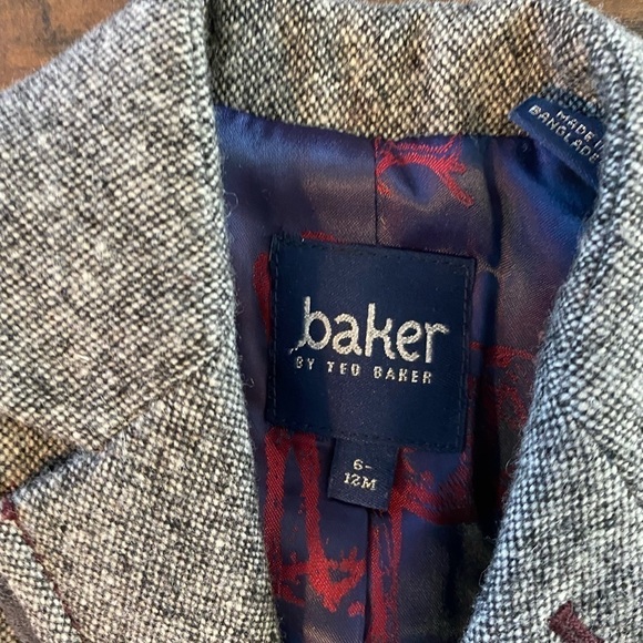 Baker by Ted Baker, Boys Tweed Blazer, Gray Tweed, Size 6-12M - Picture 11 of 12